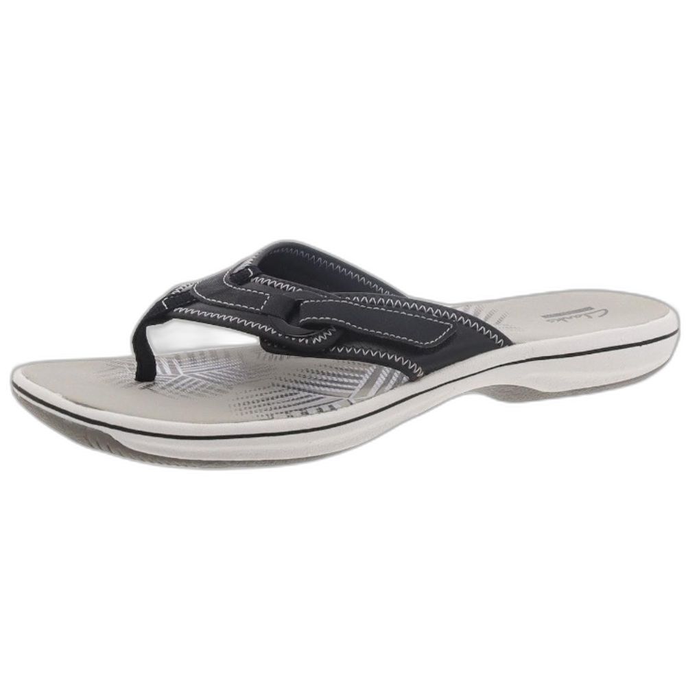 Clarks Women's Breeze Cloudstepper Black Flip-Flop Toe Post Sandals Size 9M
